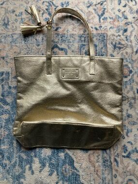 Vintage Michael Kors Gold Metallic Tote with Tassel Charm